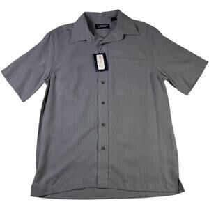 Roundtree & Yorke Mens Short Sleeve Button Up Shirt Gray Checkered Size S